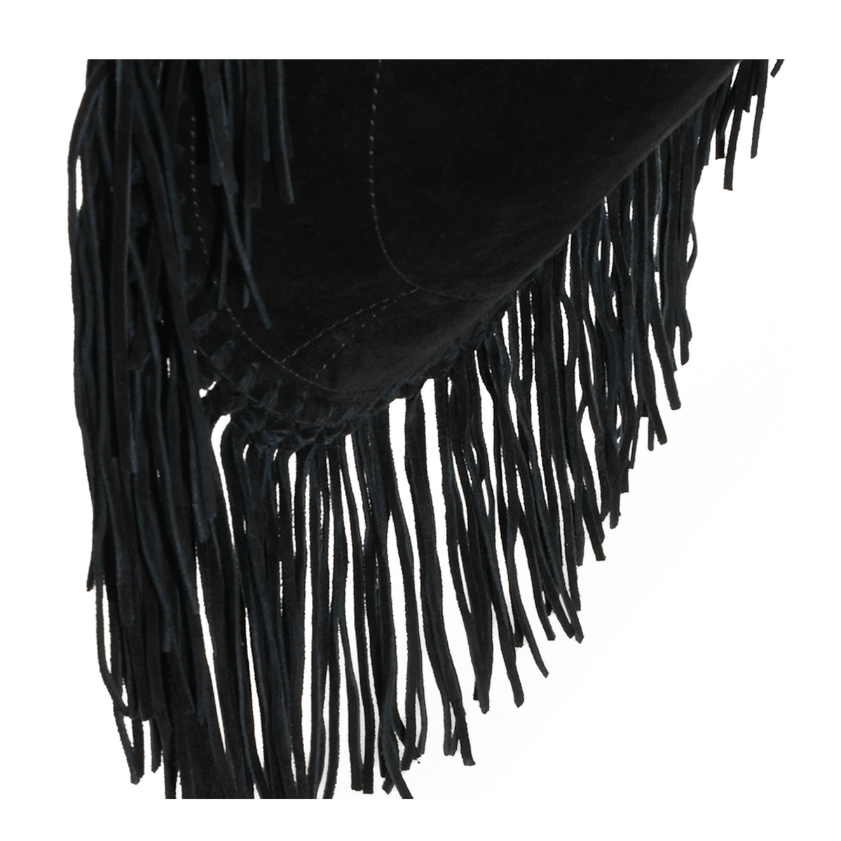 Fringe Square Basket Calfskin Bag - Black - Image 9