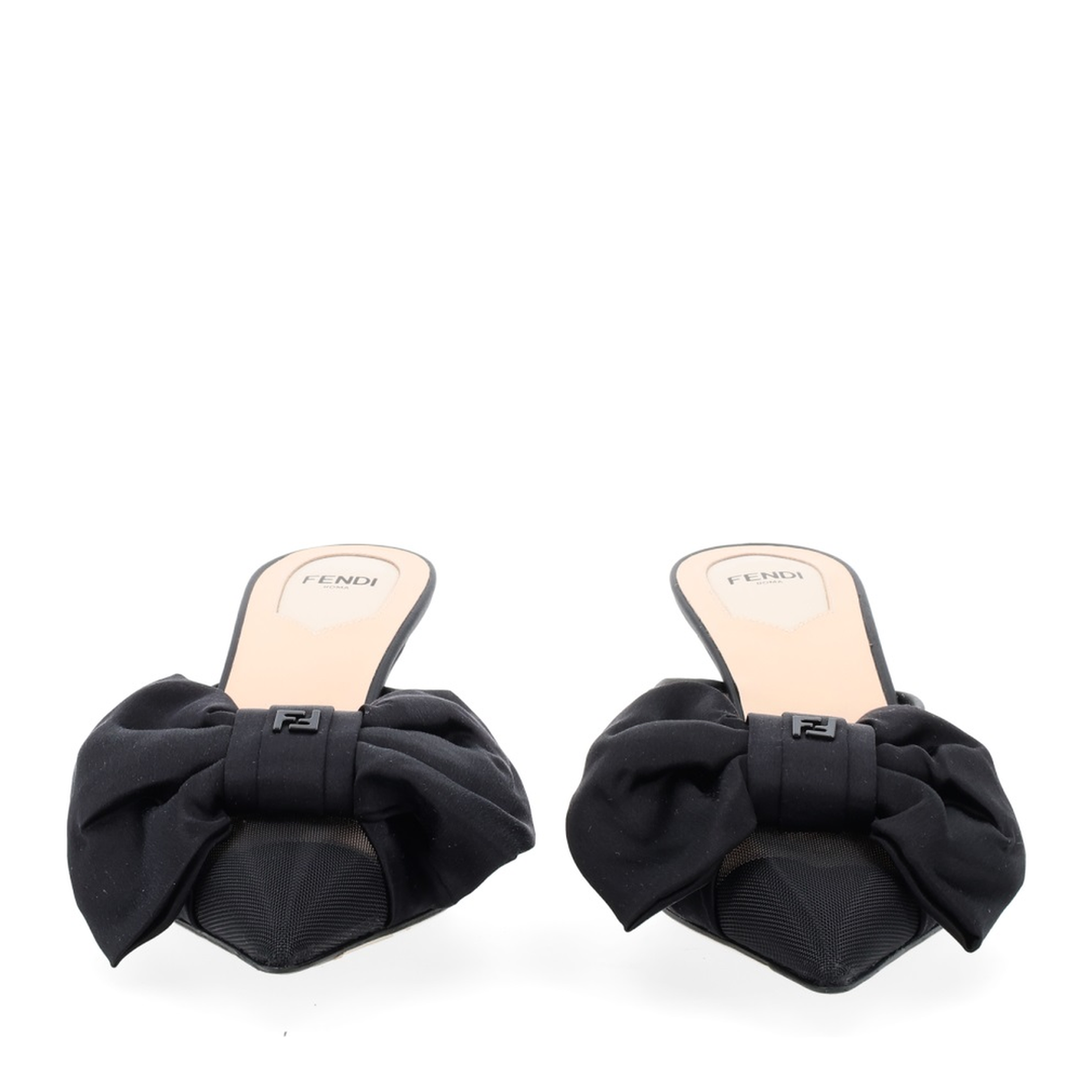 Black Satin Medium-Heeled Sabots - Image 3