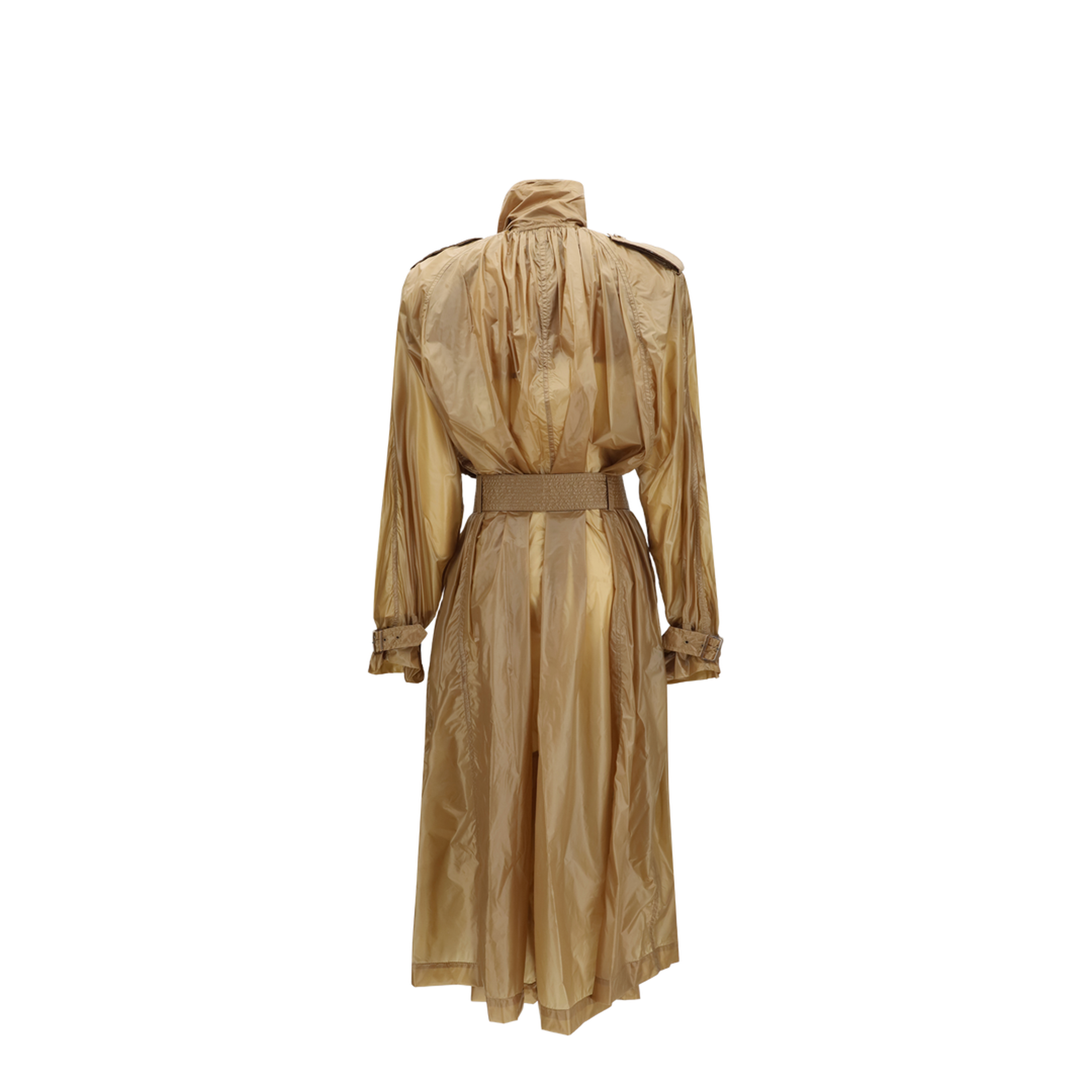Translucent Technical Fabric Trench with Lavallière Collar - Image 2