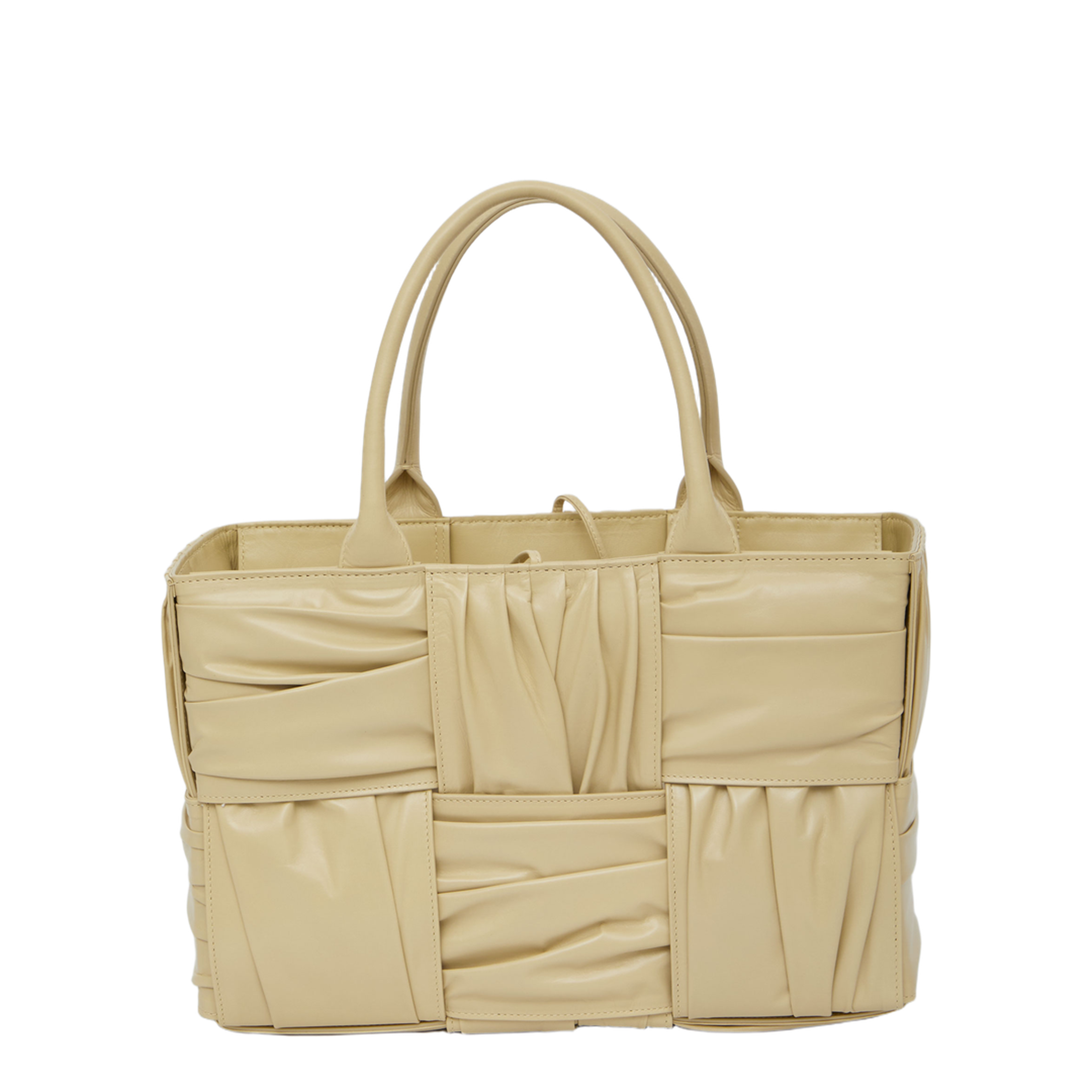 Small Arco Tote Bag In Beige Porridge & M Brass - Image 2