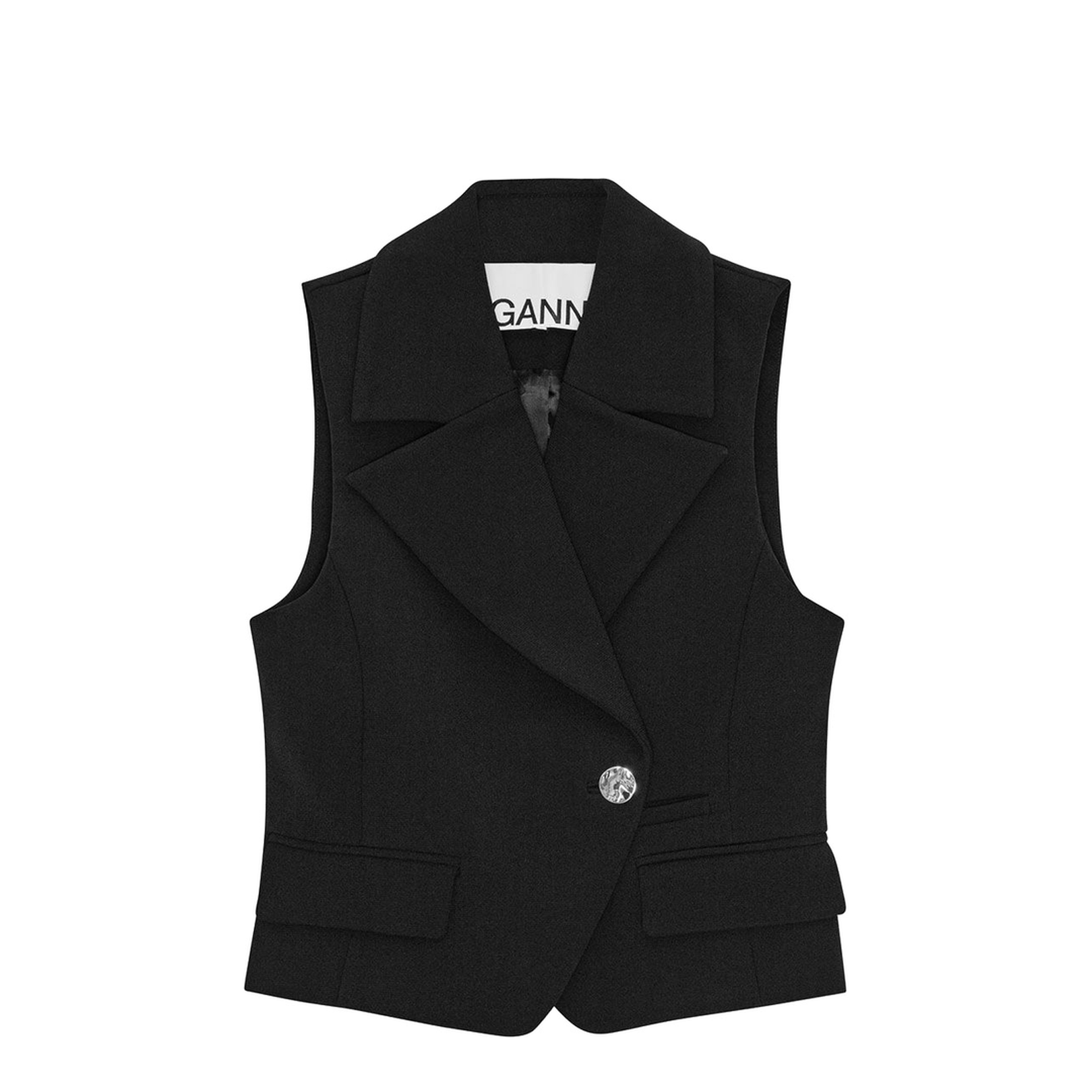 Black Bonded Crepe Vest - Image 1