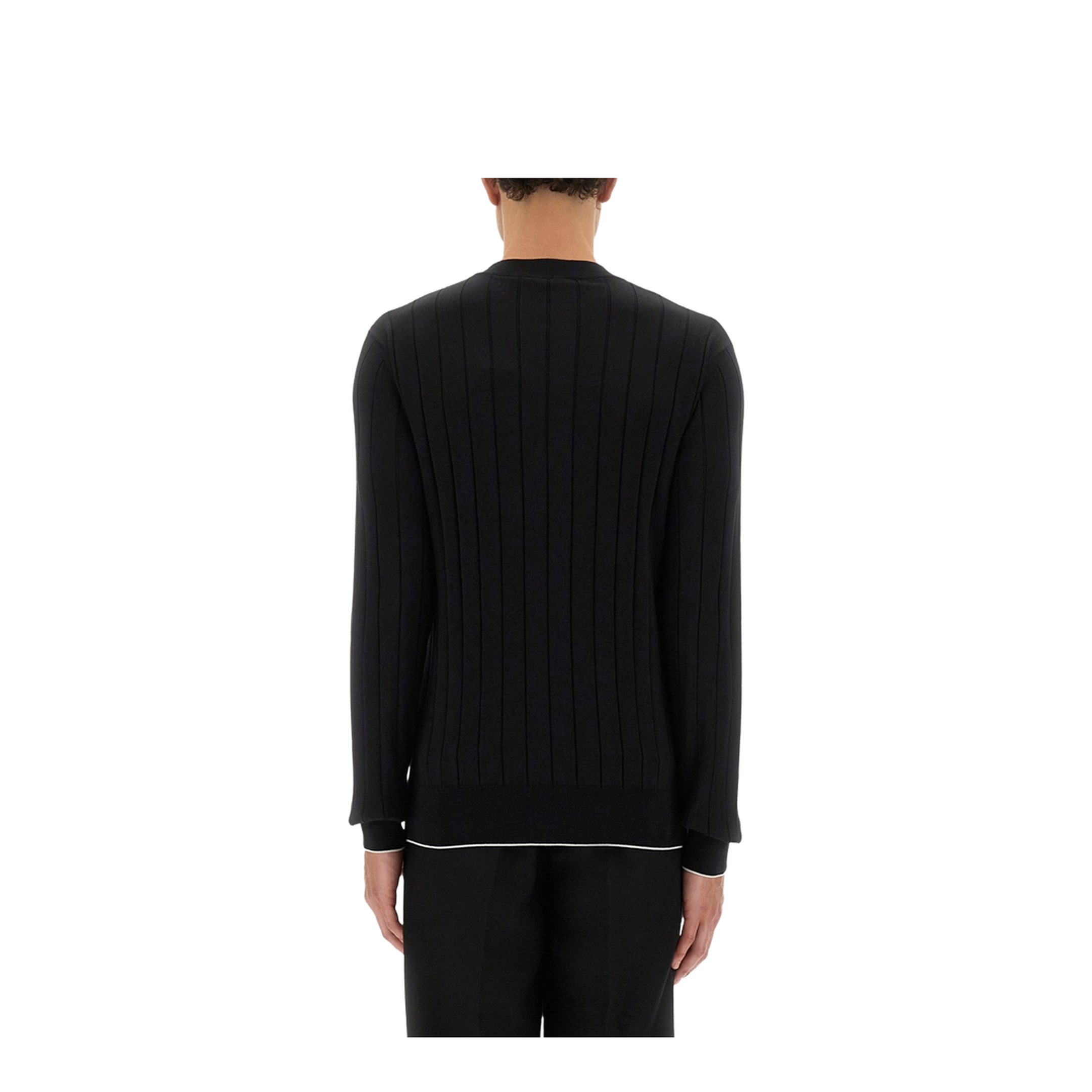 Silk and Cotton Knit PB Sweater Black - Image 3