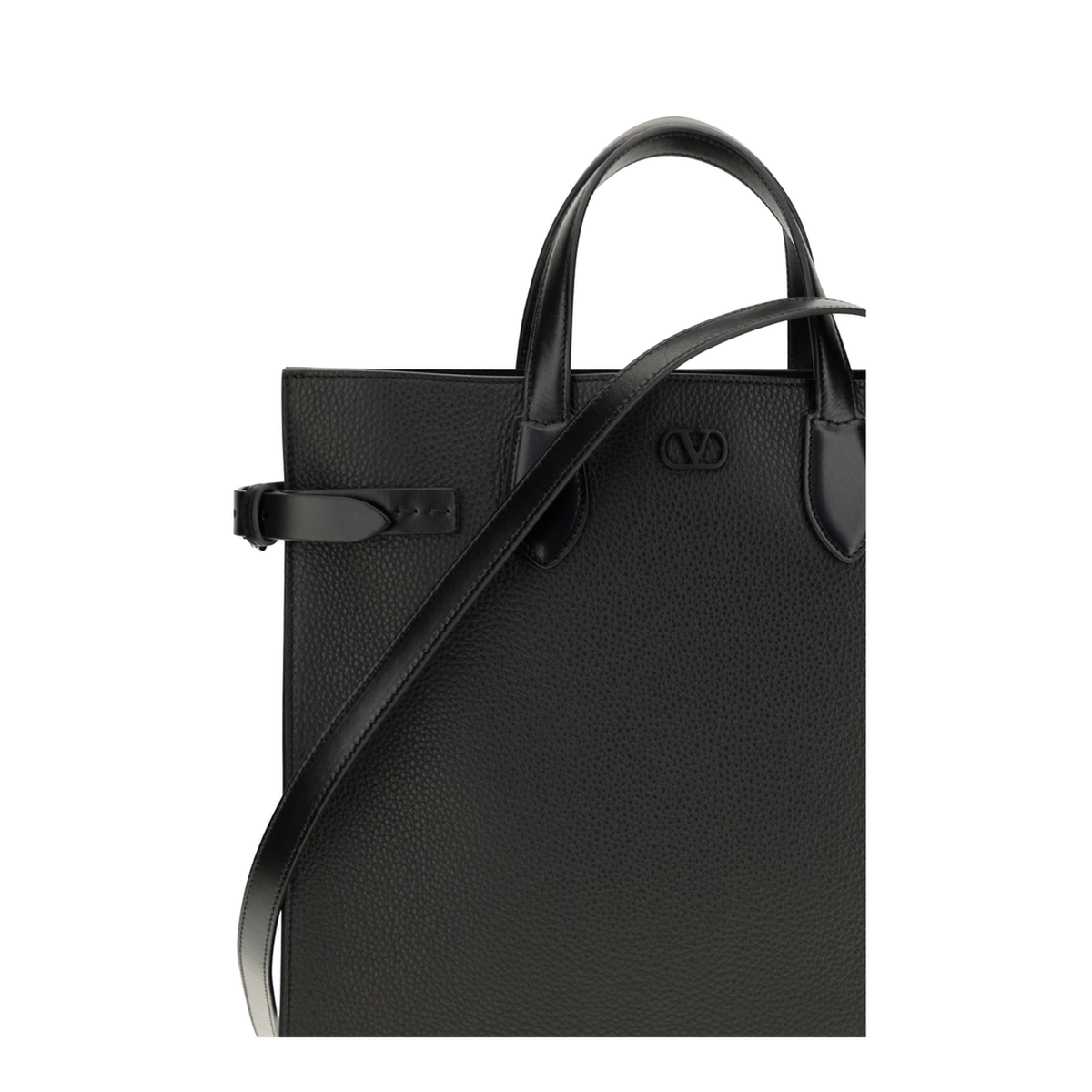 Antibes Medium Grained Leather Shopping Bag - Black - Image 4