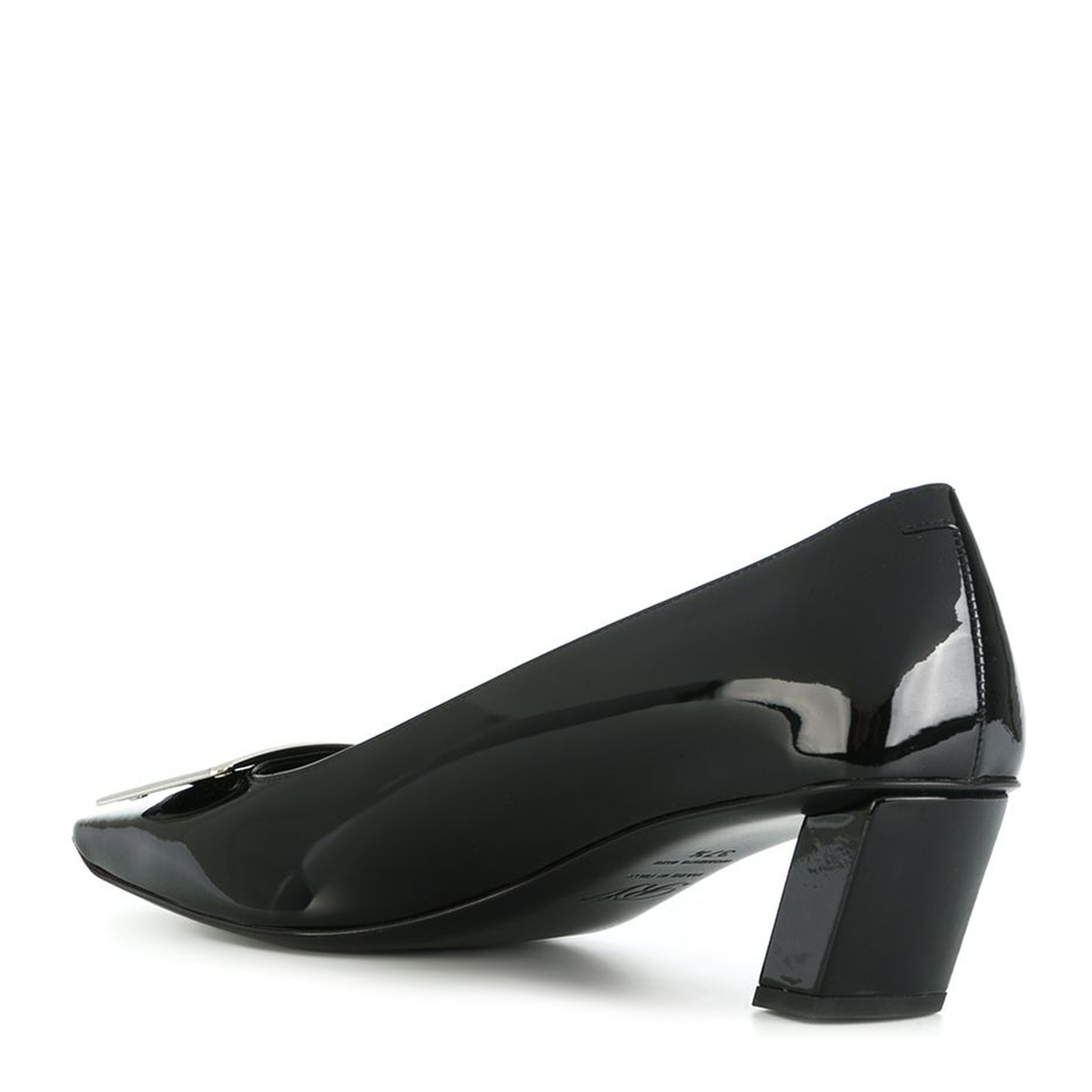 black calfskin pumps with buckle and wide heel - Image 3