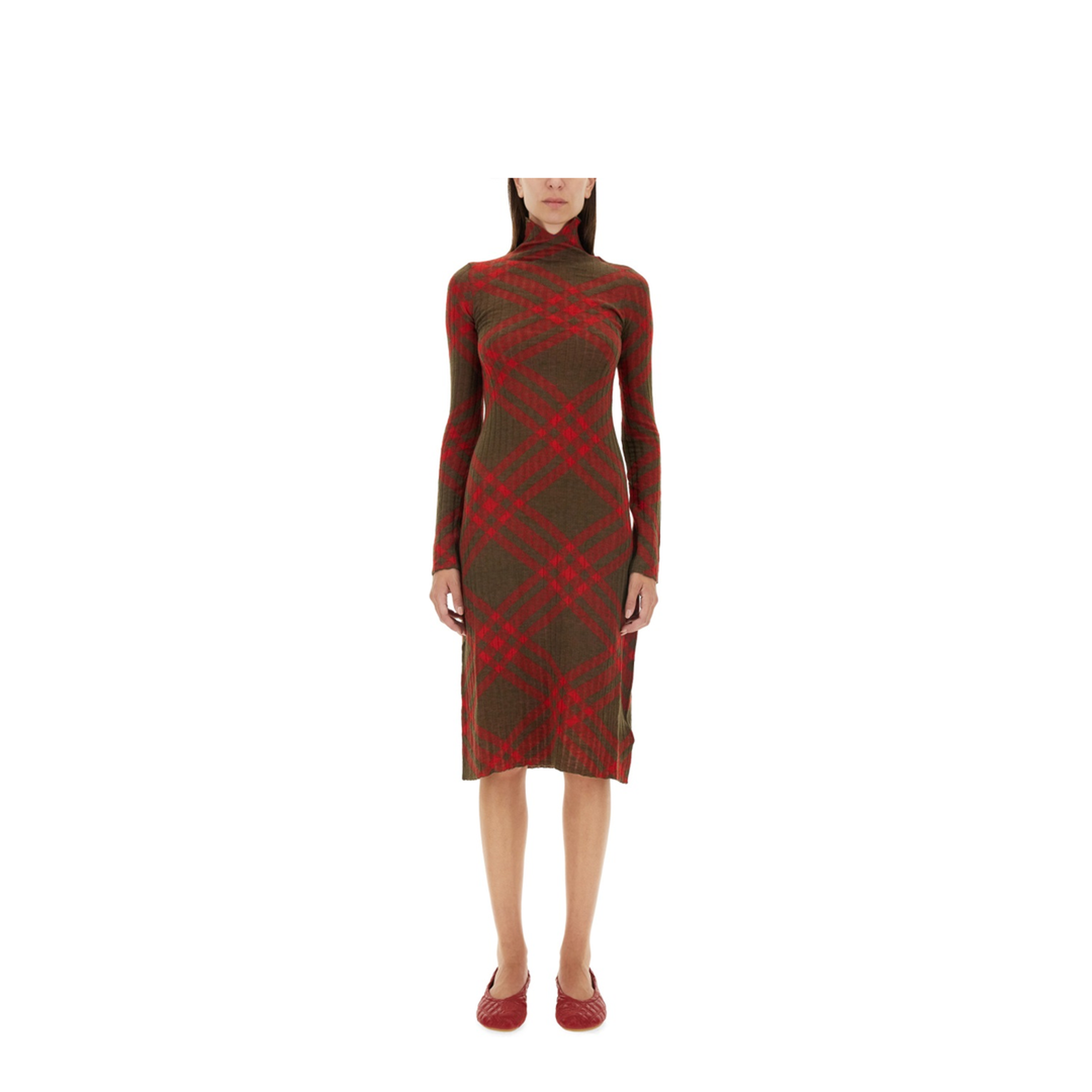 Check Wool Blend Dress - Image 1