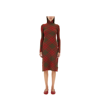 Check Wool Blend Dress - Image 1