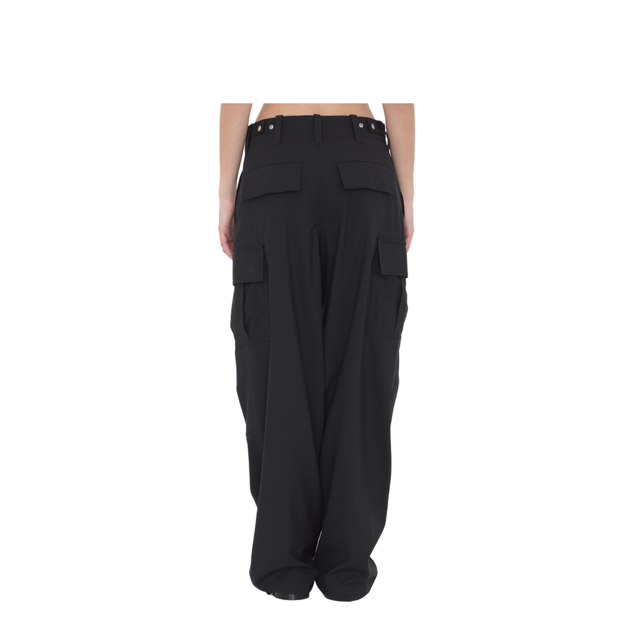 Fine Wool Cargo Pants In Black - Image 4