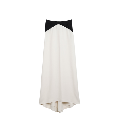 Long Silk Skirt in Vanilla/Black - Image 1
