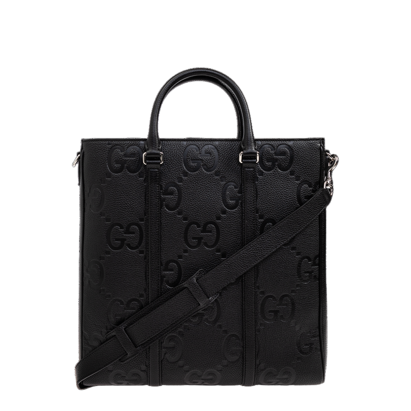 GG Jumbo Medium Leather Duffle Bag - Black - Image 4