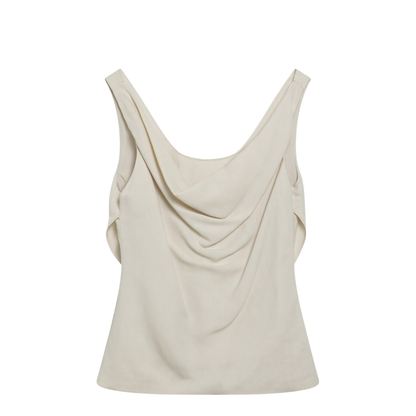 Cream-colored Top in Fluid Viscose and Linen Twill - Image 1