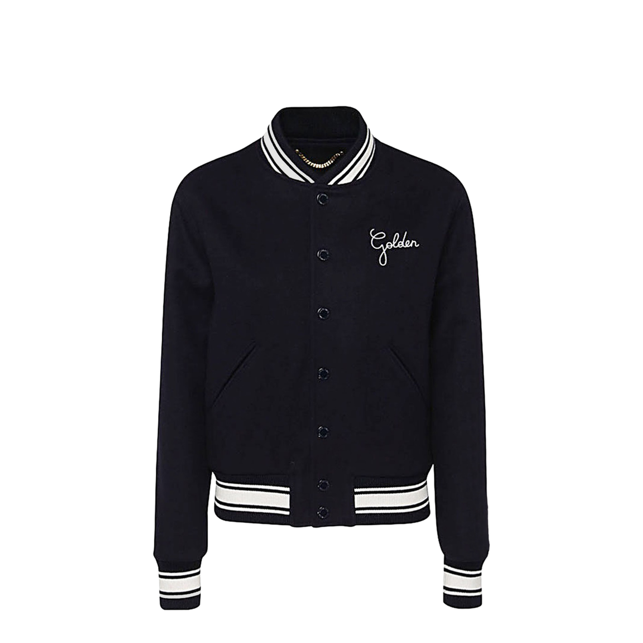 Black Virgin Wool Embroidered-Logo Bomber Jacket - Image 5