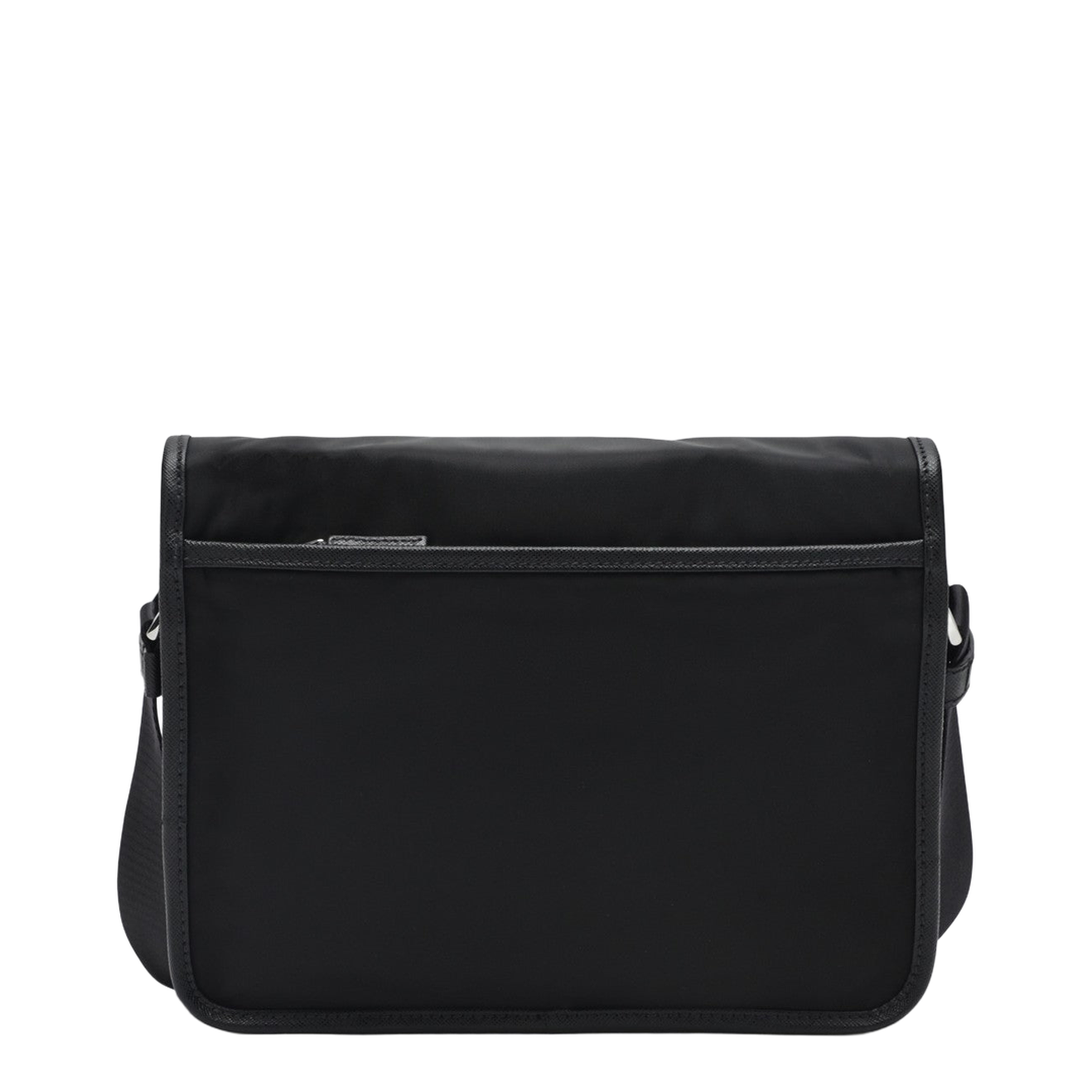 Black Shoulder Bag in Re-Nylon and Saffiano Leather - Image 2