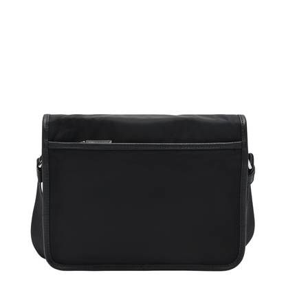 Black Shoulder Bag in Re-Nylon and Saffiano Leather - Image 2