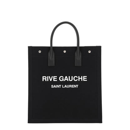 Rive Gauche North/South Tote Bag In Printed Canvas And Leather - Image 1
