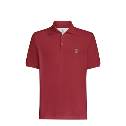 Logo Cotton Polo Shirt Burgundy - Image 1