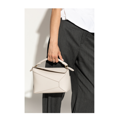 Puzzle Small Leather Shoulder Bags - White - Image 2