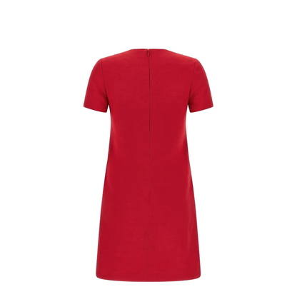 VLogo Wool and Silk Mini Dress - Red - Image 2