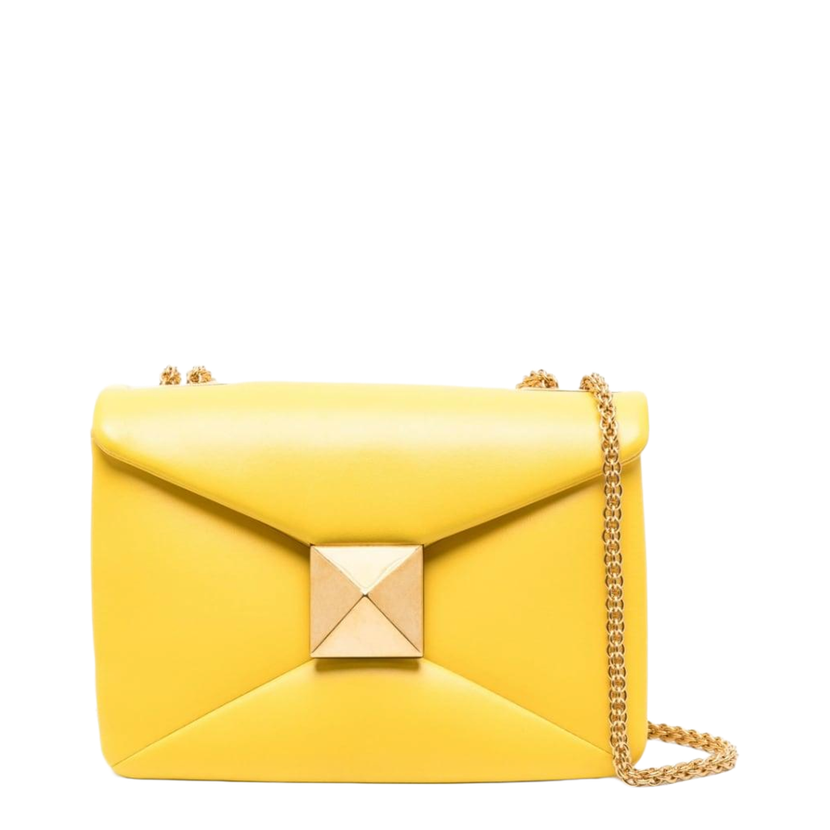 One Stud Yellow Nappa Leather Shoulder Bag - Image 3