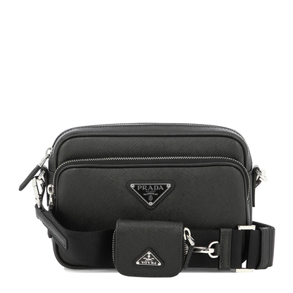 Black Leather Crossbody Bag - Image 1