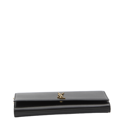 Kate Grain de Poudre Leather Clutch - Black - Image 3