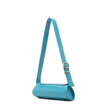 Cannolo Small Calf Leather Shoulder Bag - Light Blue - Image 3