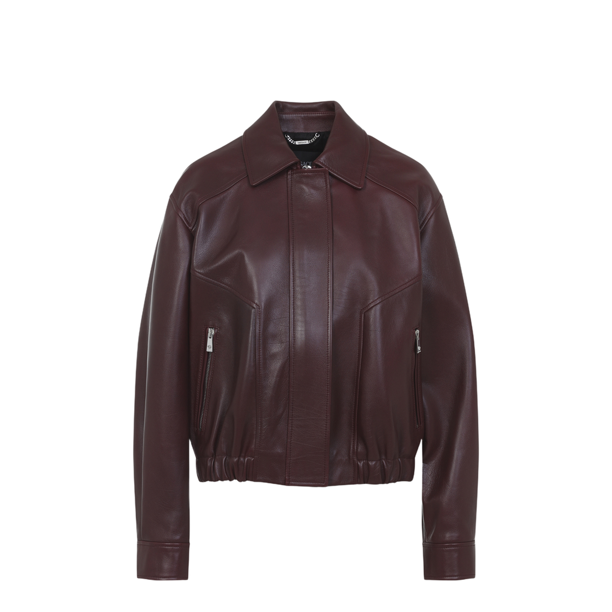 Zipped Leather Jacket Dark Brown - Image 1
