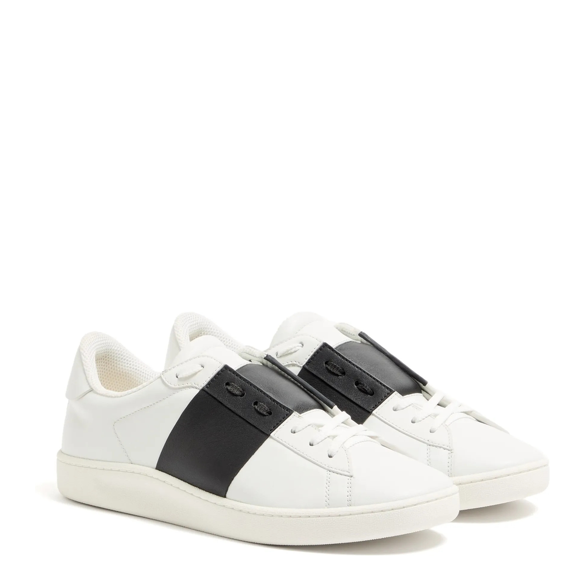 Open Royco Nappa Calfskin Sneakers In White/Black - Image 2