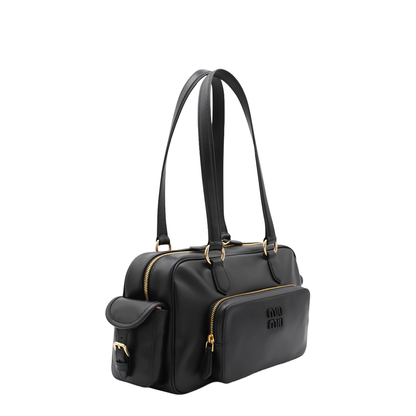 Black Pocket Nappa Leather Top-handle Bag - Image 2