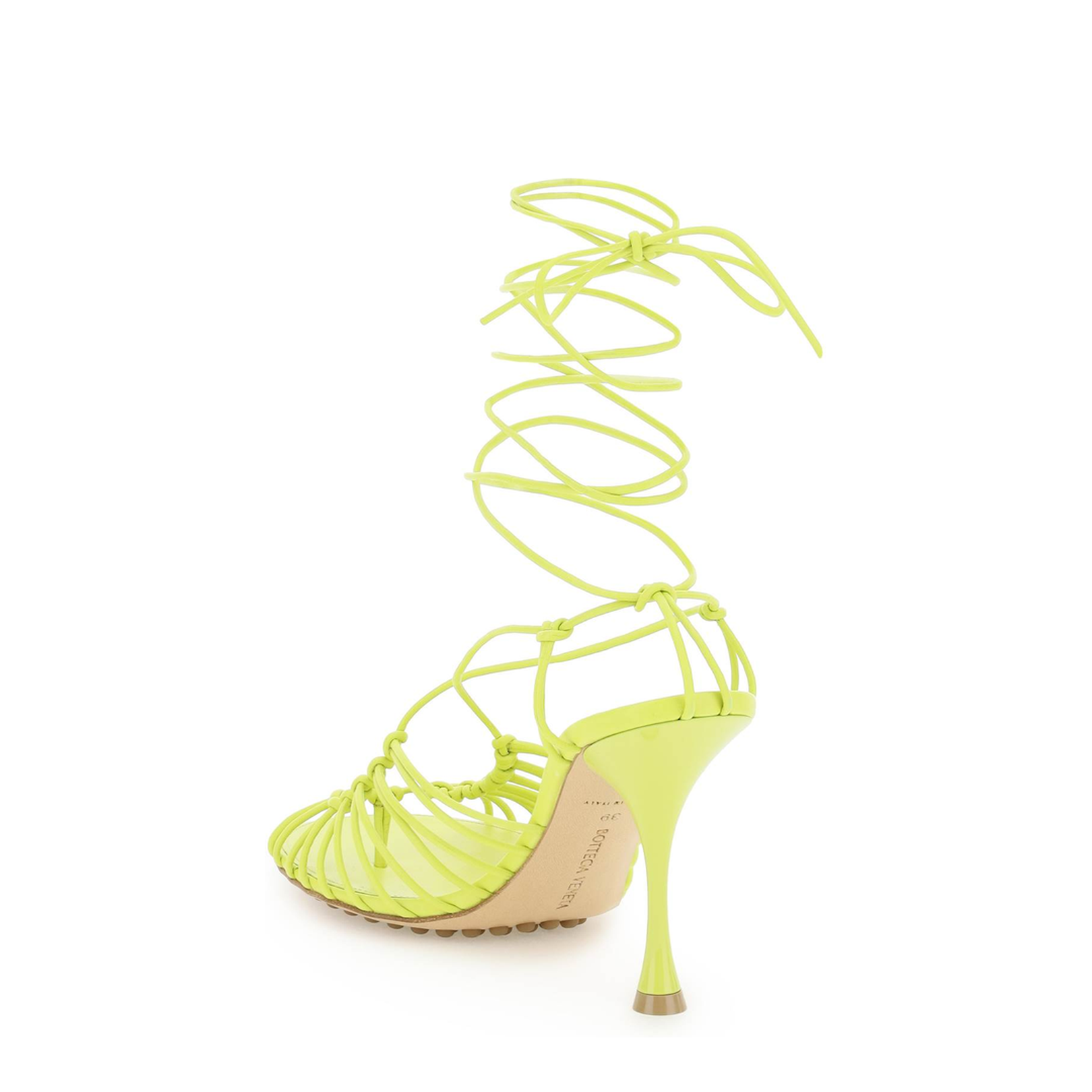 Acid Green Nappa Leather Dot Sandals - Image 5