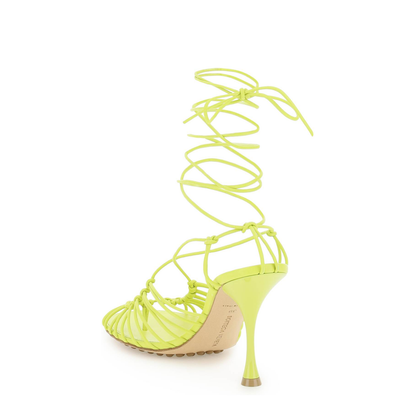 Acid Green Nappa Leather Dot Sandals - Image 5