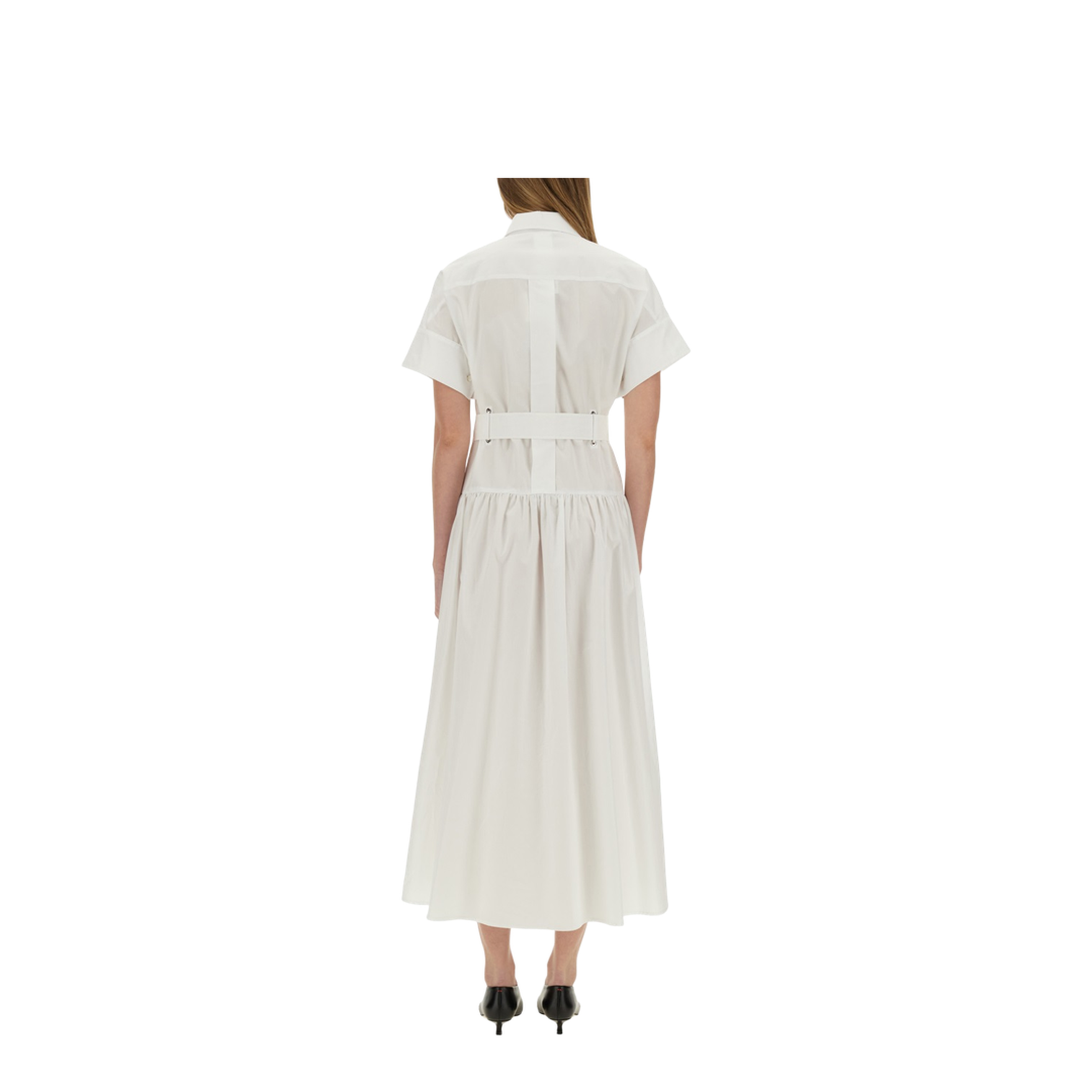 Belted Short-sleeved Midi Dress - Image 3