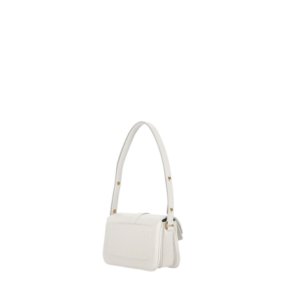 Clamshell Bag Embossed Shoulder Bag In White - Image 4