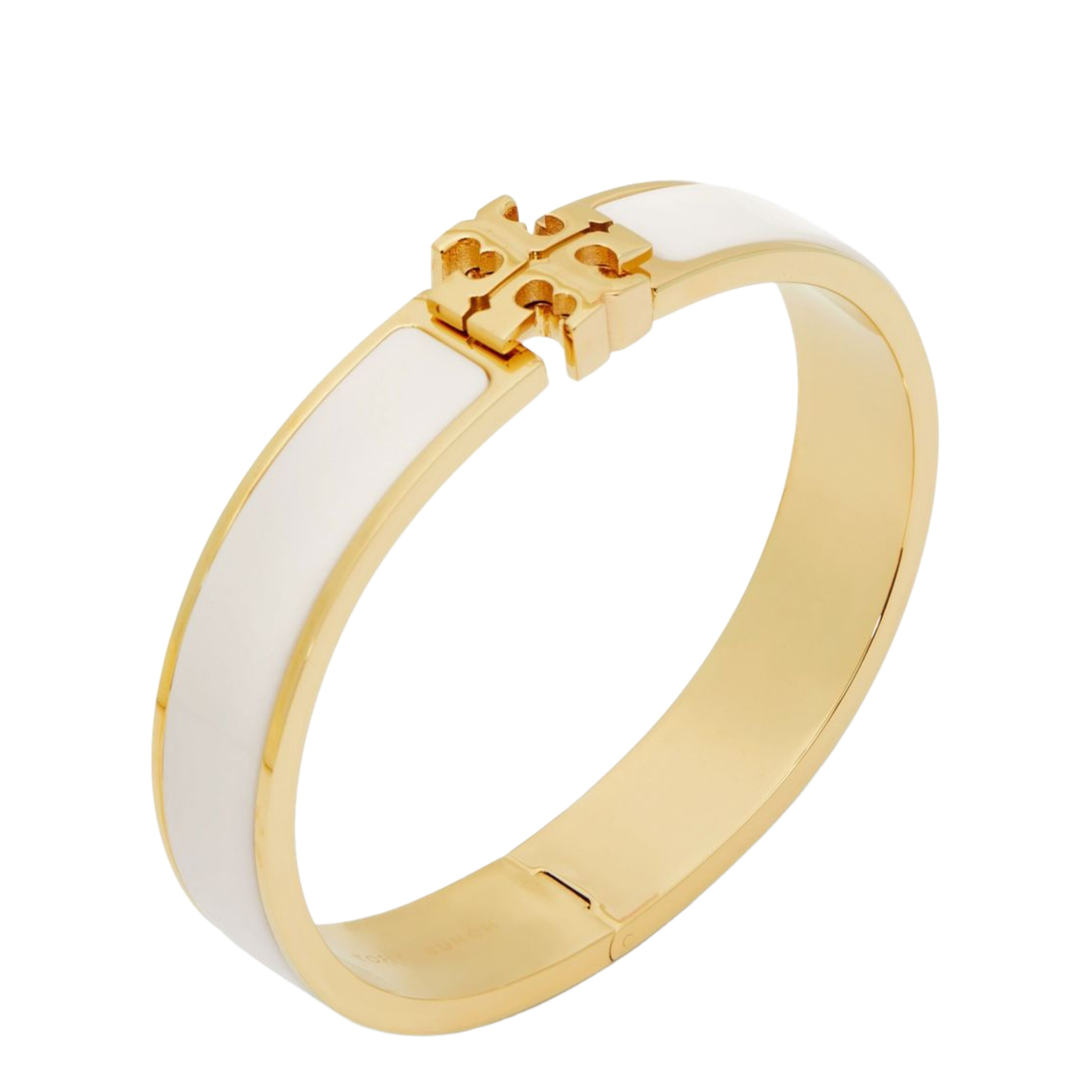 White Bracelet With Logo Plaque Closure In 18K Gold-Plated - Image 2