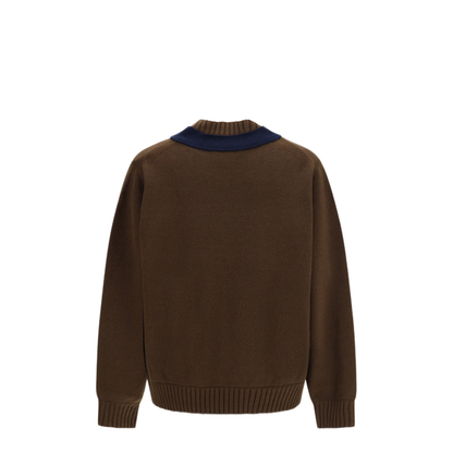 Wool Knit Cardigan With Integrated Scarf - Image 2