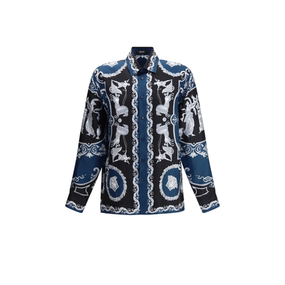 Regular-fit printed silk twill shirt - Image 1