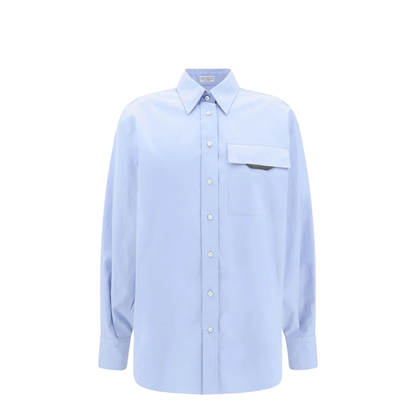 Shiny Detail Cotton Shirt with Pocket - Image 1