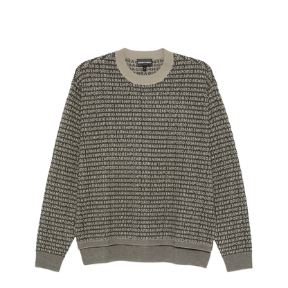 Virgin-Wool Jumper with All-Over Jacquard Signature Logo - Image 1