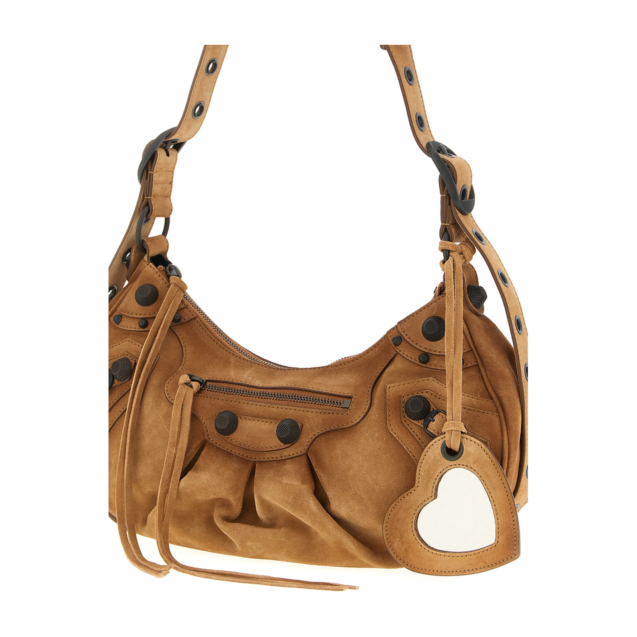 Le Cagole Small Waxed Suede Calfskin Shoulder Bag - Camel - Image 3