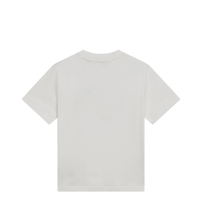 White Cotton Check T-Shirt with Knight Stamp - Image 2