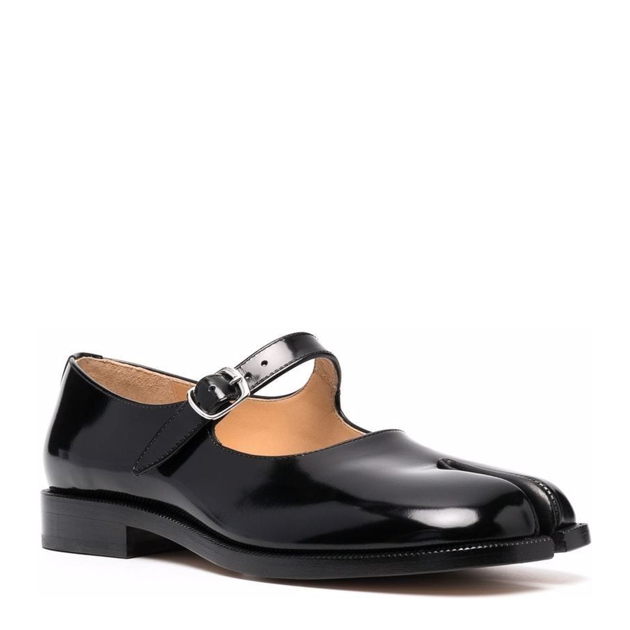 Black Leather Tabi Mary-Jane Shoes - Image 4
