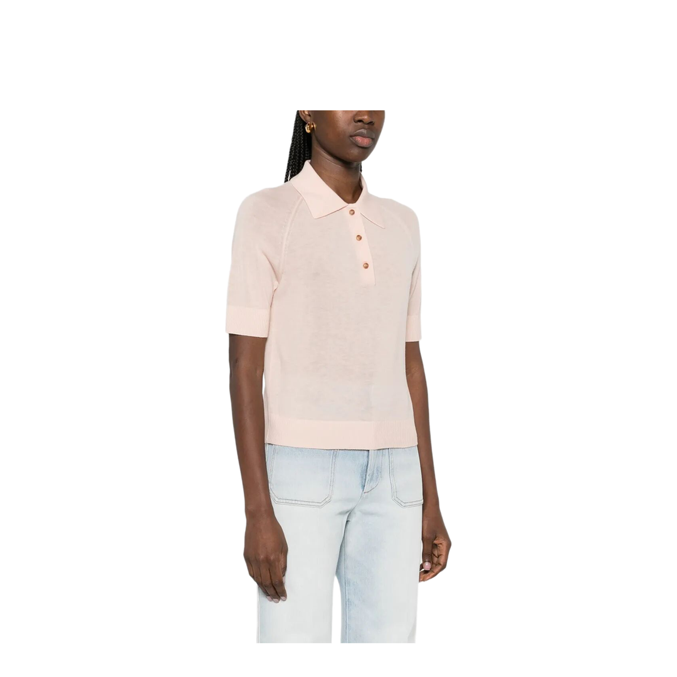 Lightweight Fine Gauge Knitted Polo Top - Image 4