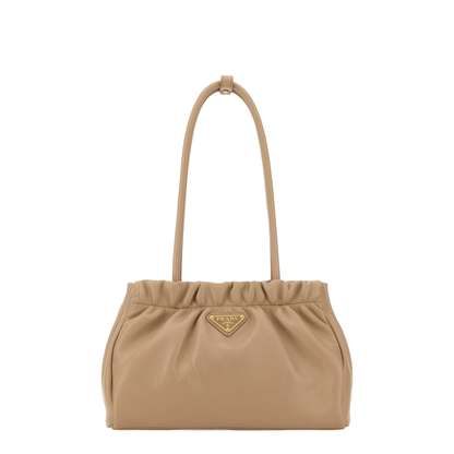 Beige Nappa Leather Shoulder Bag - Image 1
