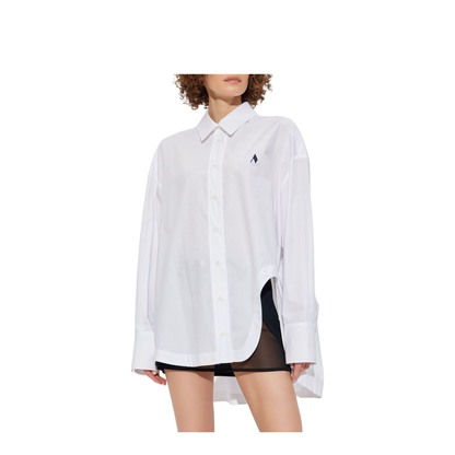 Shirt in White and Navy Blue Popeline - Image 5
