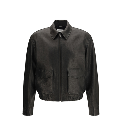 Short Lamb Leather Jacket with Pointed Collar - Image 1