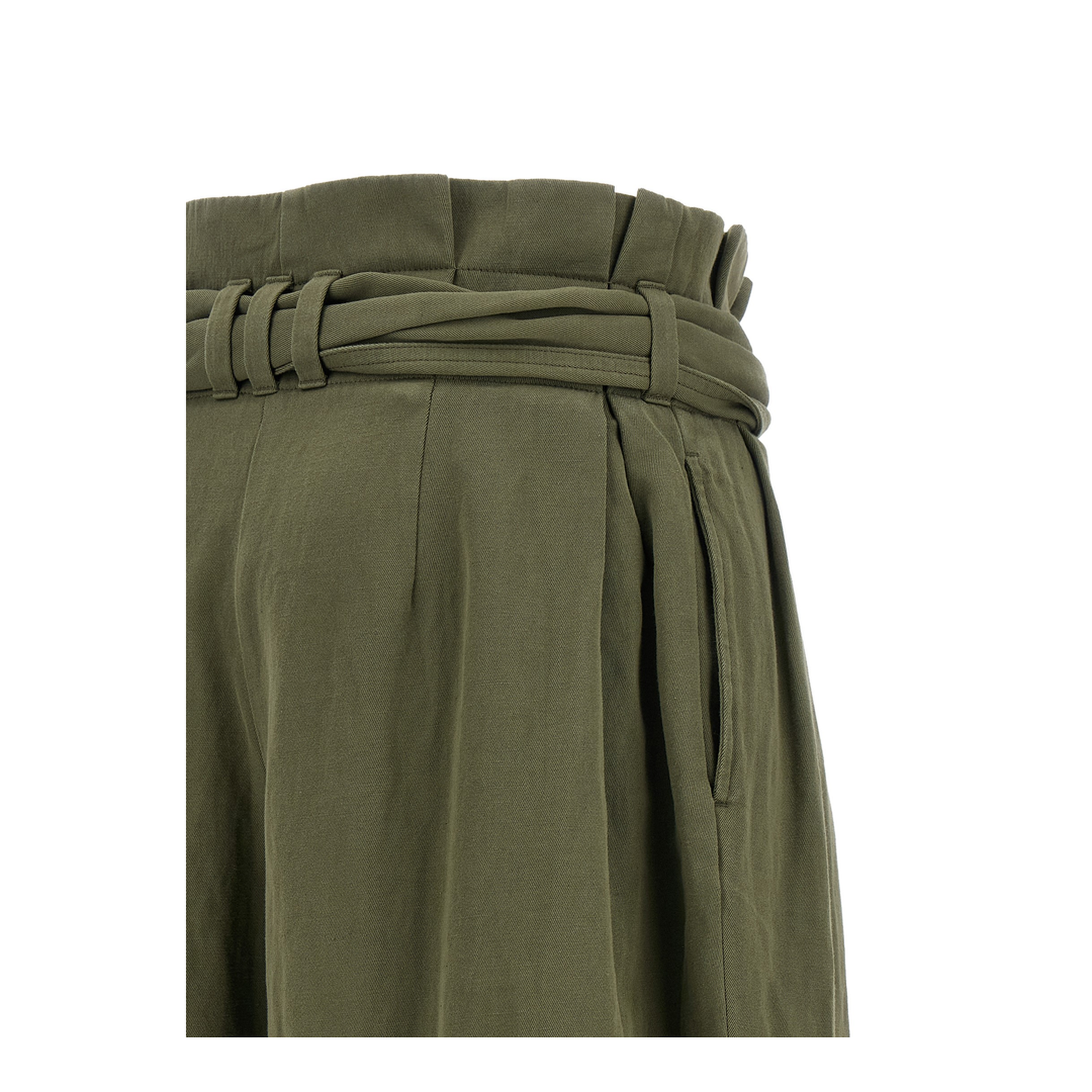High-Waisted Denim Pants Green - Image 4