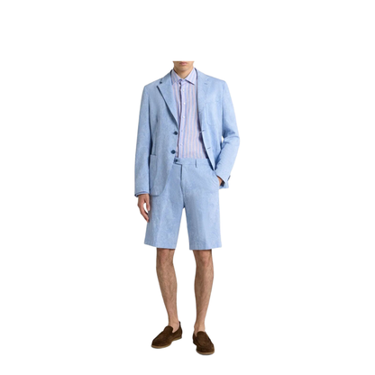 Single-Breasted Striped Cotton Jacket with Floral Paisley Motif - Image 2