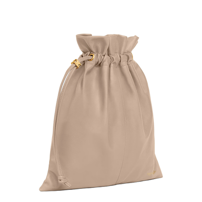 Crystal Pouch Small Leather Bucket Bag In Neutral - Image 2