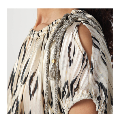 Ecru Black Blouse in Silk - Image 2