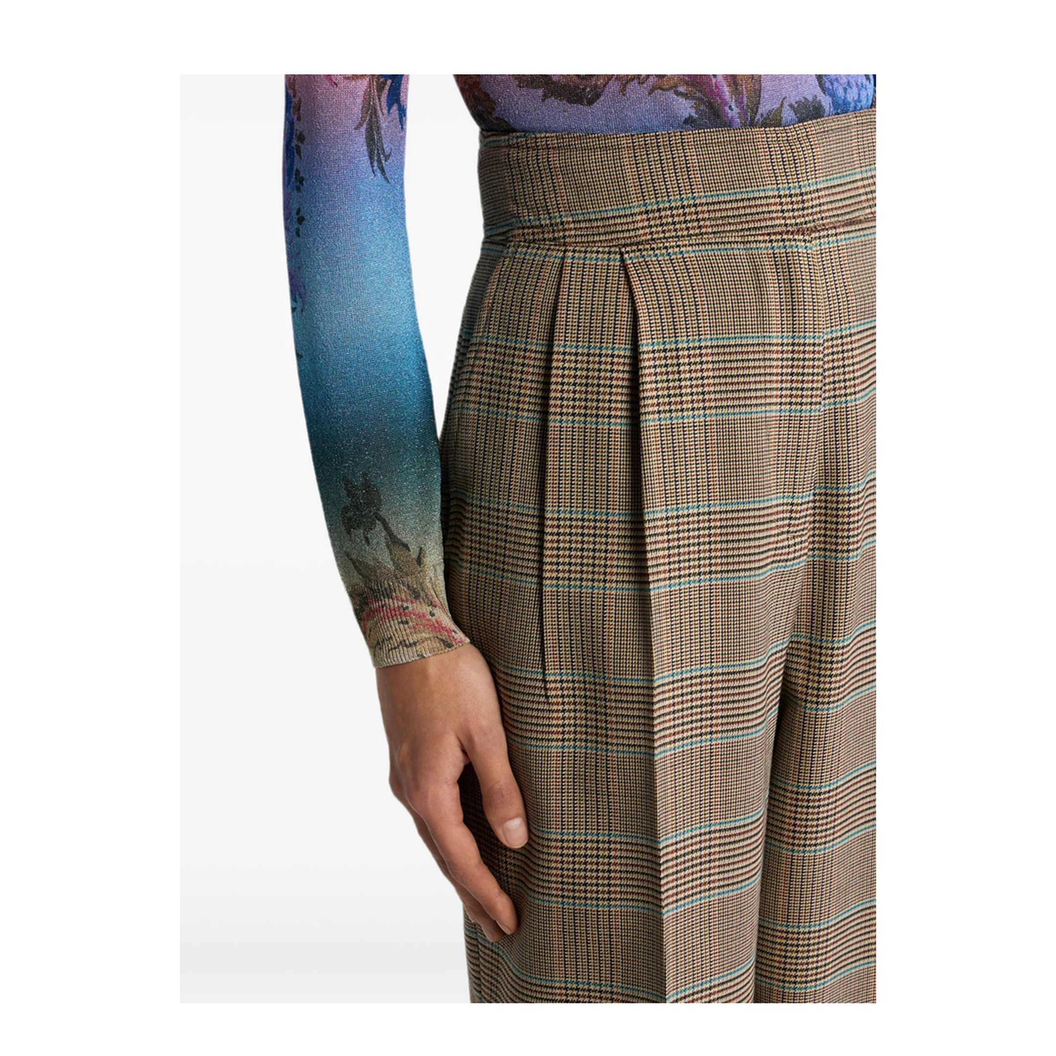 Stretch Wool Pants with Prince of Wales Pattern - Image 5