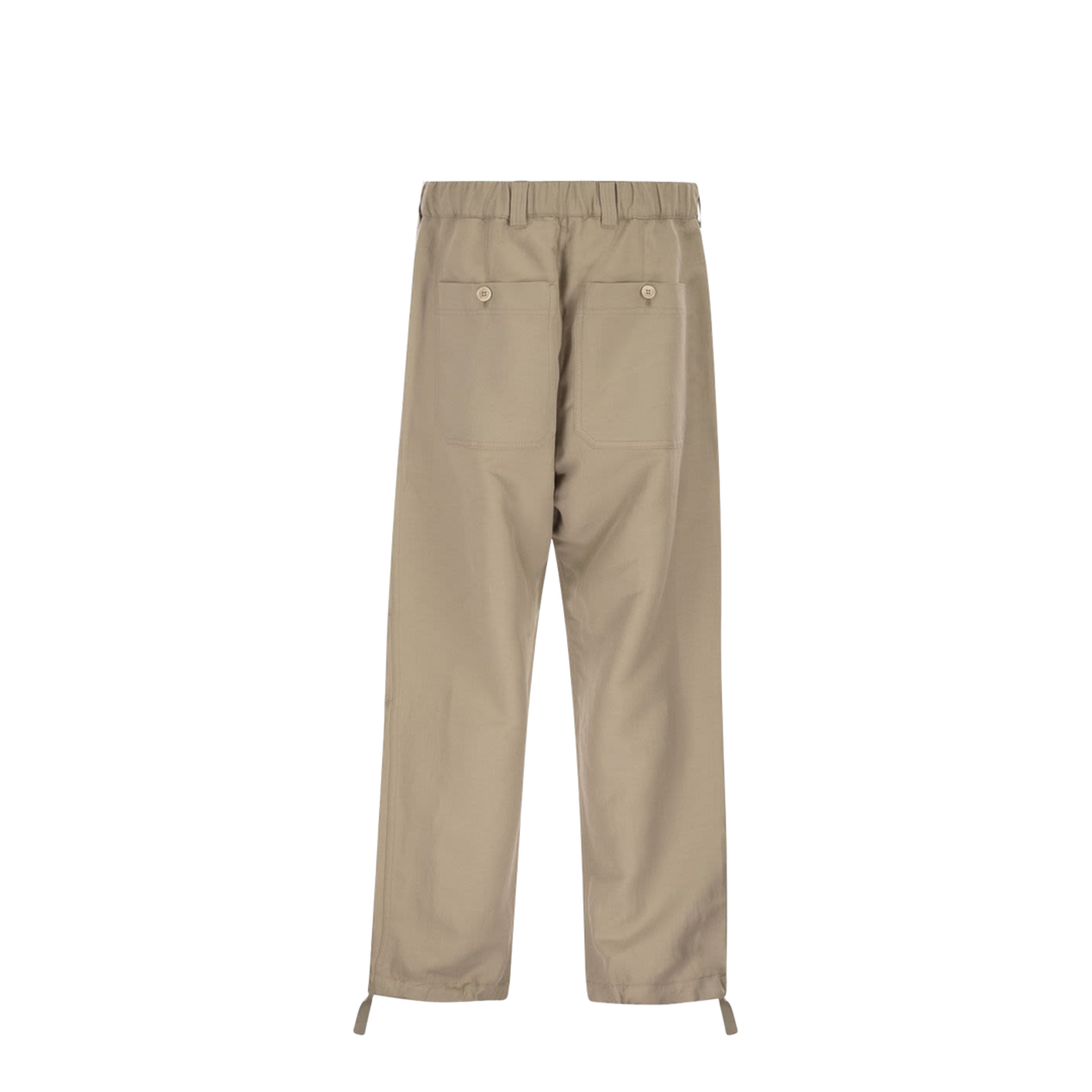Cotton and linen drill trousers with patch pockets and drawstring - Image 2